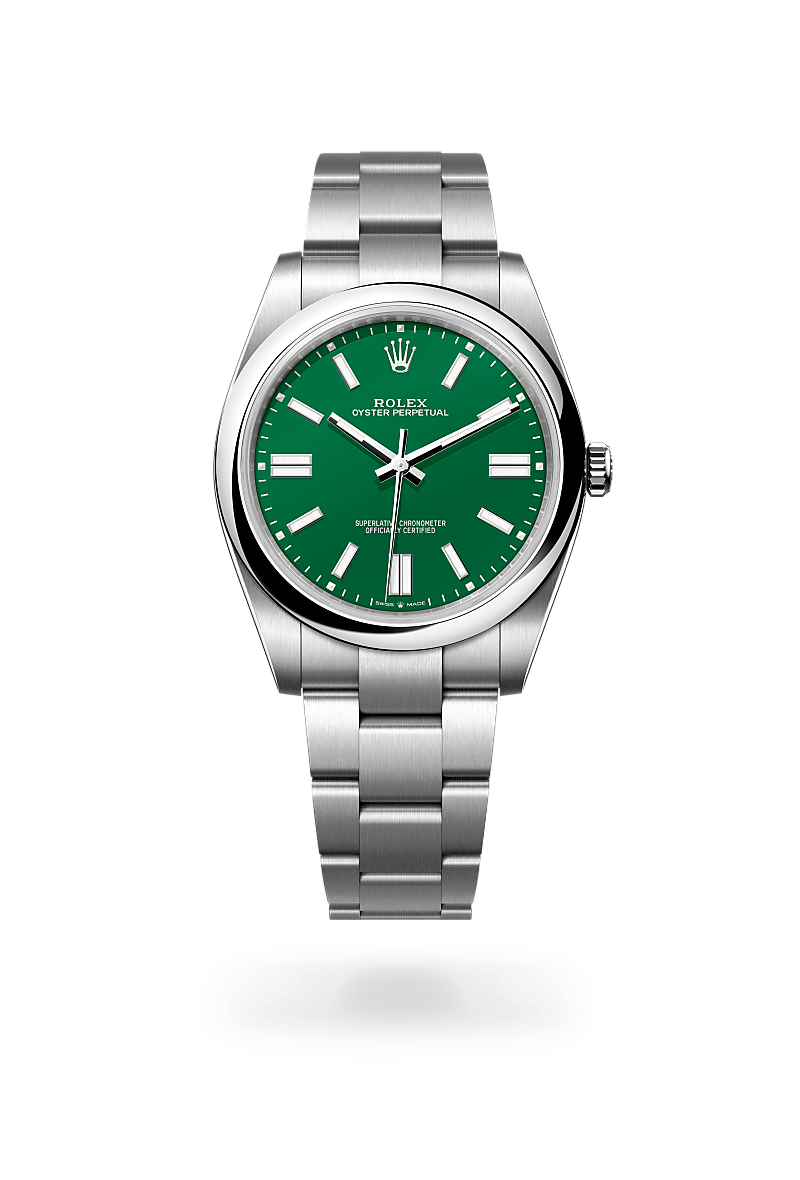 오이스터스틸 소재의 롤렉스 OYSTER PERPETUAL 정면, M124300-0005 - 우노와치