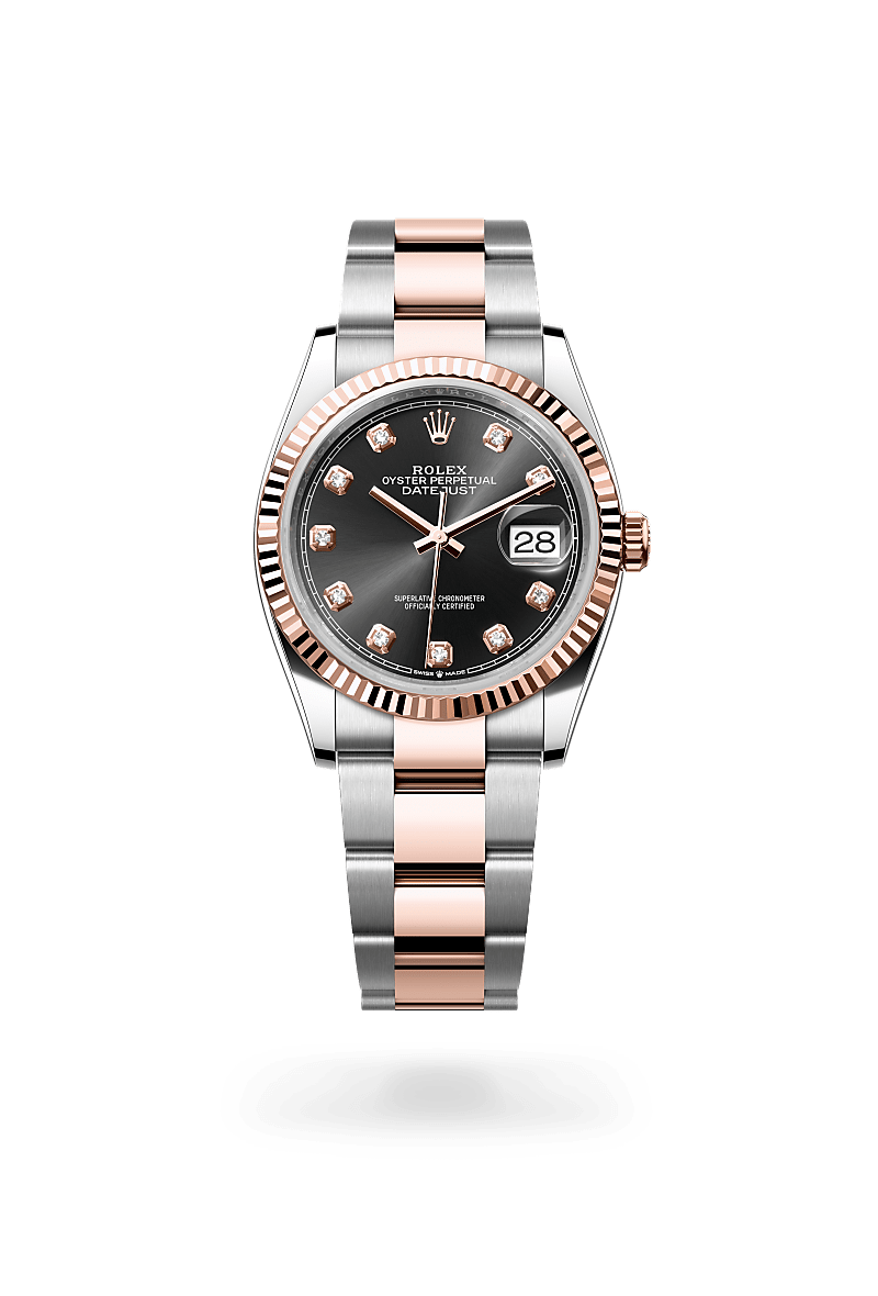 에버로즈 롤레조 - 오이스터스틸과 에버로즈 골드의 조합 소재의 롤렉스 DATEJUST 정면, M126231-0020 - 우노와치