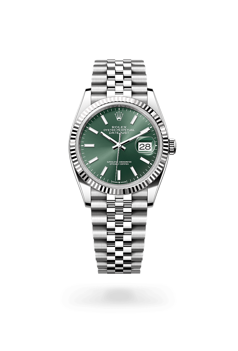 화이트 롤레조 – 오이스터스틸과 화이트 골드의 조합 소재의 롤렉스 DATEJUST 정면, M126234-0051 - 우노와치