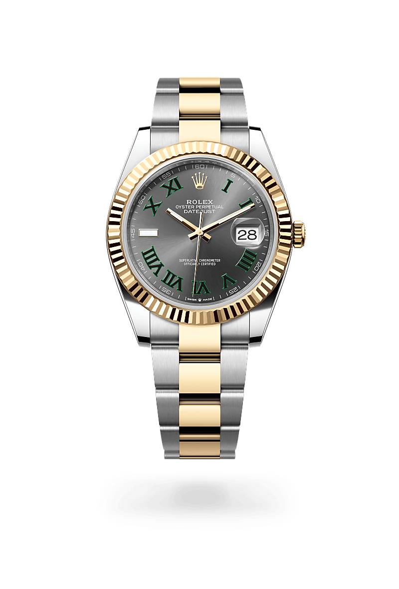 옐로우 롤레조 – 오이스터스틸과 옐로우 골드의 조합 소재의 롤렉스 DATEJUST 정면, M126333-0019 - 우노와치