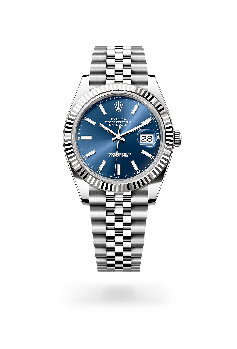 화이트 롤레조 – 오이스터스틸과 화이트 골드의 조합 소재의 롤렉스 DATEJUST 정면, M126334-0002 - 우노와치