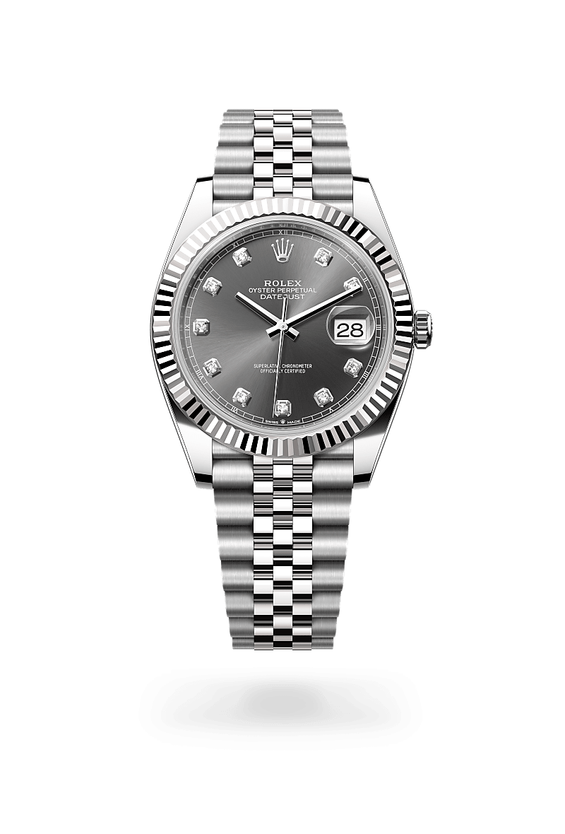 화이트 롤레조 – 오이스터스틸과 화이트 골드의 조합 소재의 롤렉스 DATEJUST 정면, M126334-0006 - 우노와치