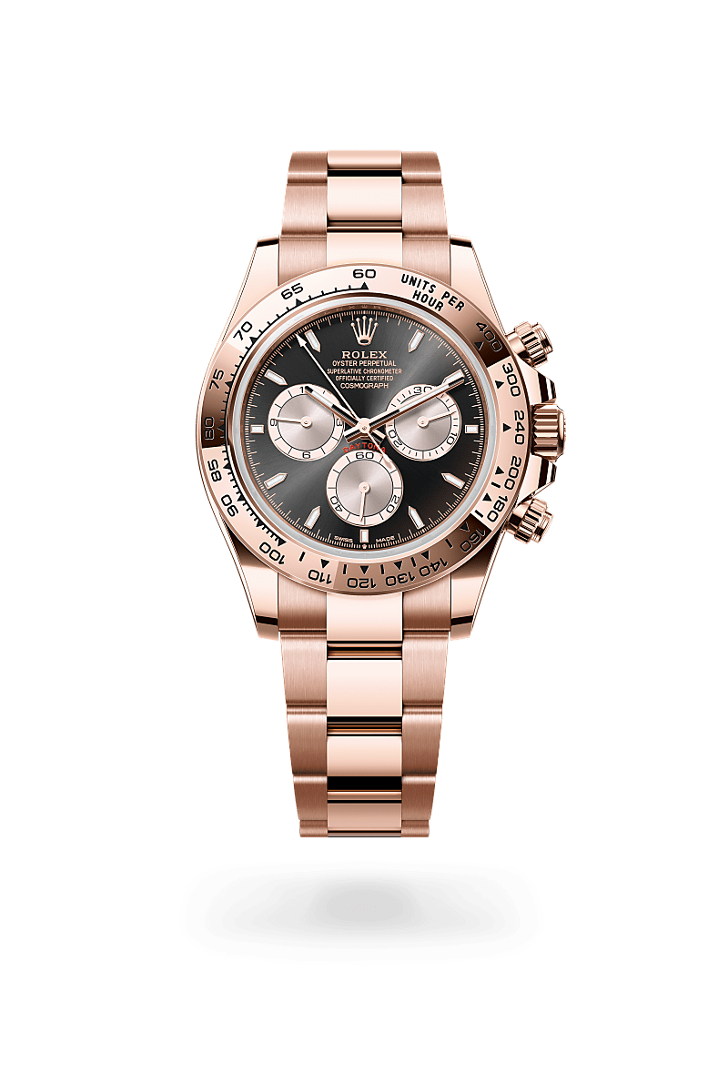 rolex COSMOGRAPH DAYTONA front view in 18 ct Everose gold, M126505-0001 - Unowatch