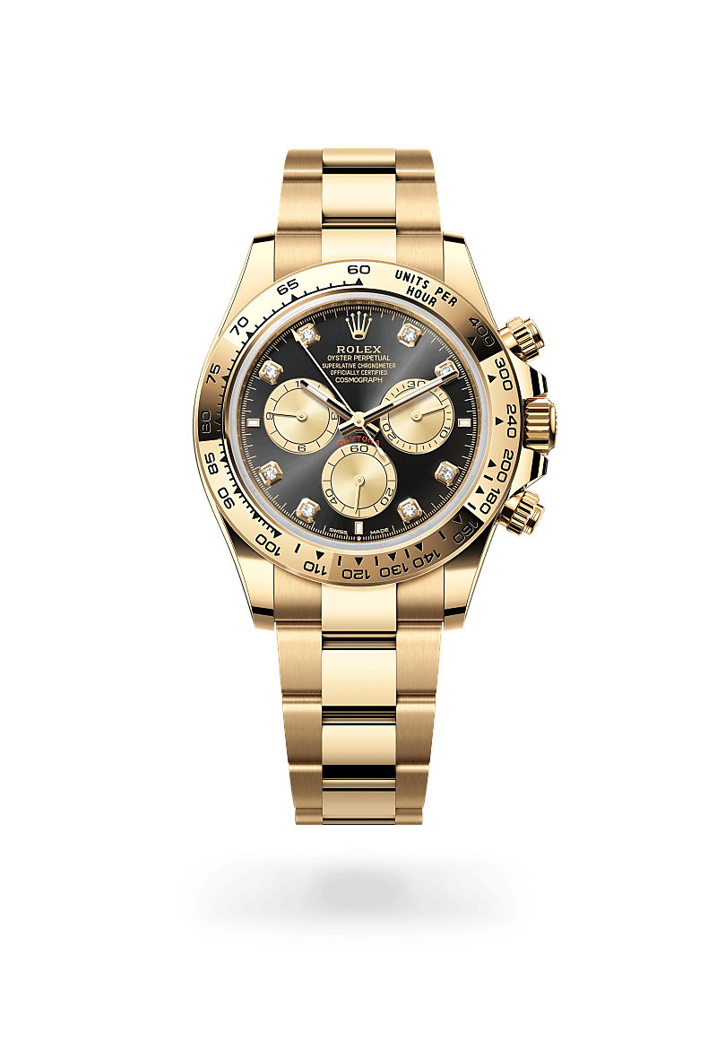 rolex COSMOGRAPH DAYTONA front view in 18 ct yellow gold, M126508-0003 - Unowatch