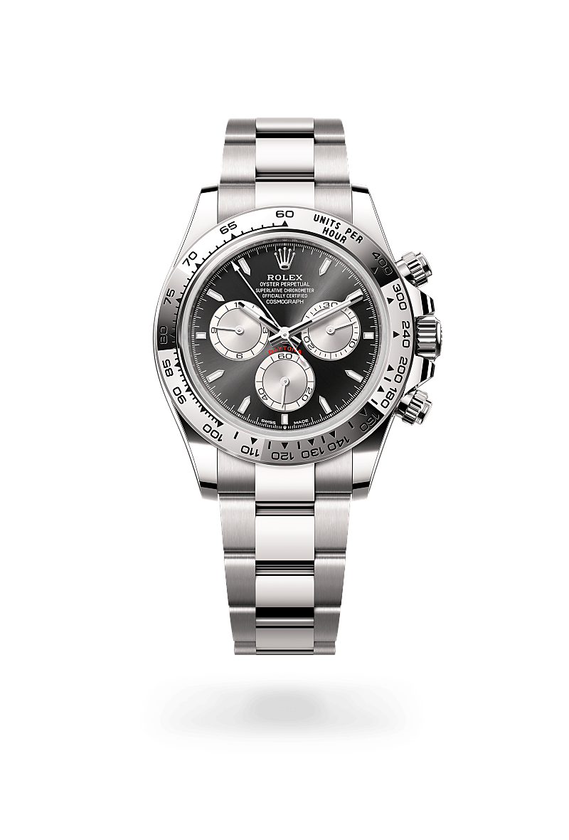 rolex COSMOGRAPH DAYTONA front view in 18 ct white gold, M126509-0001 - Unowatch