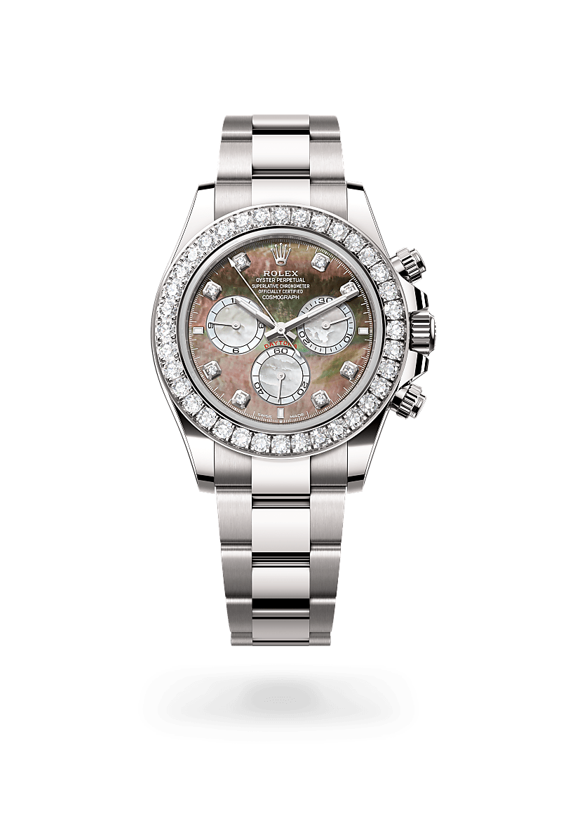 rolex COSMOGRAPH DAYTONA front view in 18 ct white gold, M126579RBR-0001 - Unowatch