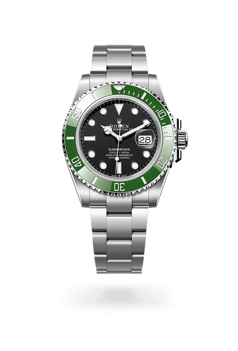 rolex SUBMARINER front view in Oystersteel, M126610LV-0002 - Unowatch