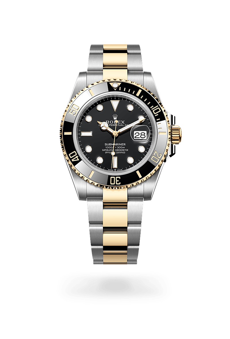 rolex SUBMARINER front view in Yellow Rolesor - combination of Oystersteel and yellow gold, M126613LN-0002 - Unowatch