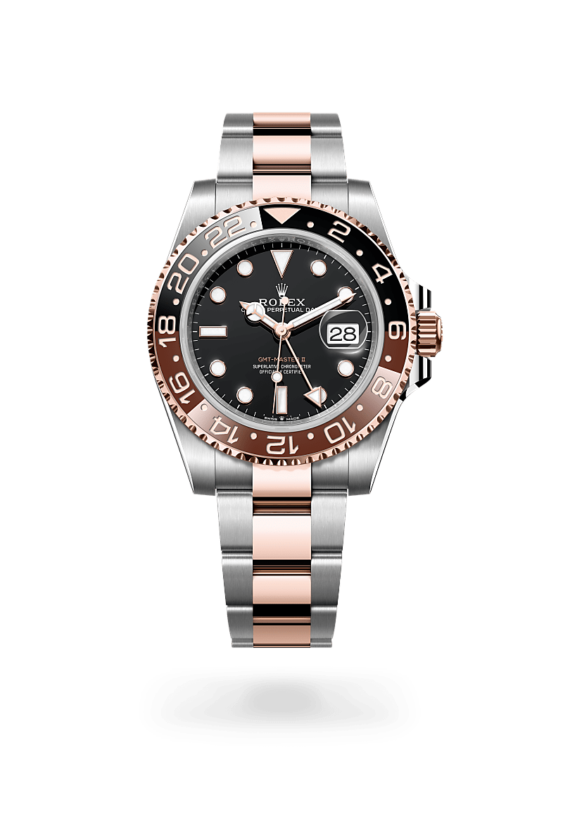 rolex GMT-MASTER II front view in Everose Rolesor - combination of Oystersteel and Everose gold, M126711CHNR-0002 - Unowatch