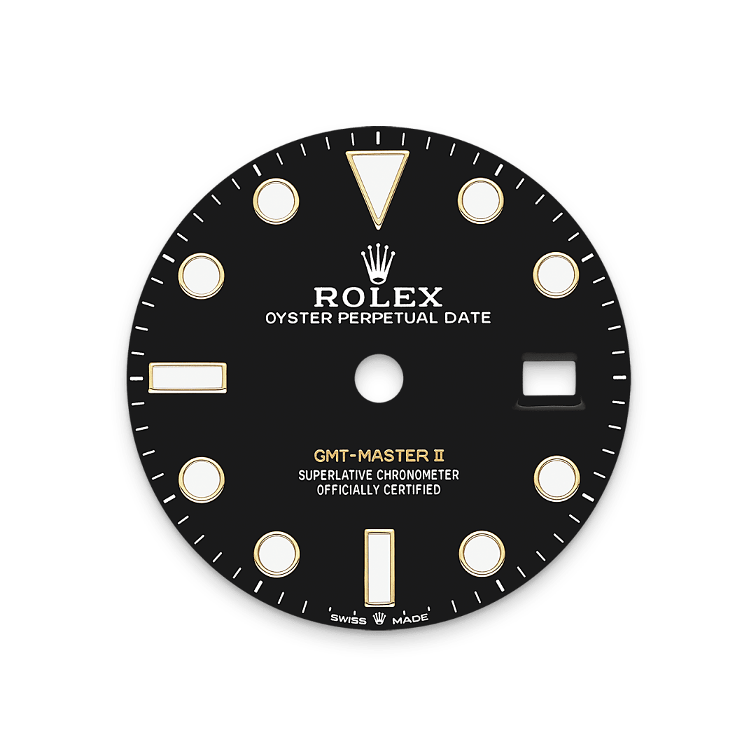 18캐럿 옐로우 골드 소재의 롤렉스 GMT-Master II 다이얼 , M126718GRNR-0001 - 우노와치