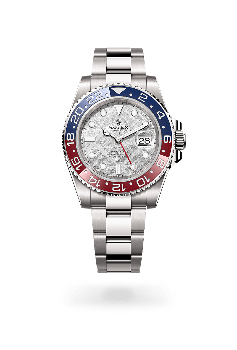 18캐럿 화이트 골드 소재의 롤렉스 GMT-MASTER II 정면, M126719BLRO-0002 - 우노와치