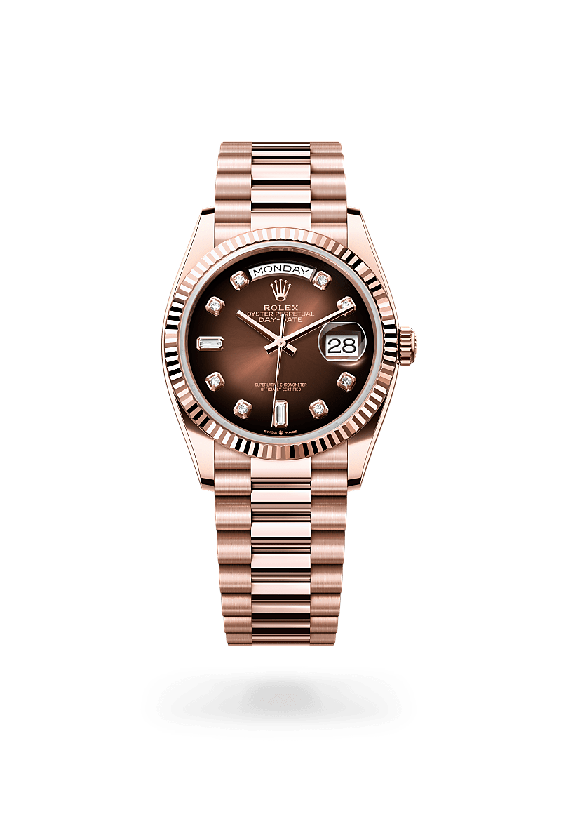 rolex DAY-DATE in 18 ct Everose gold, M128235-0037 - Uno Watch