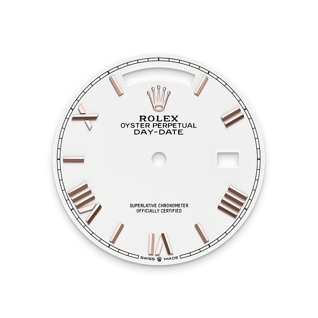 rolex Day-Date 36 dial in 18 ct Everose gold, M128235-0070 - Unowatch