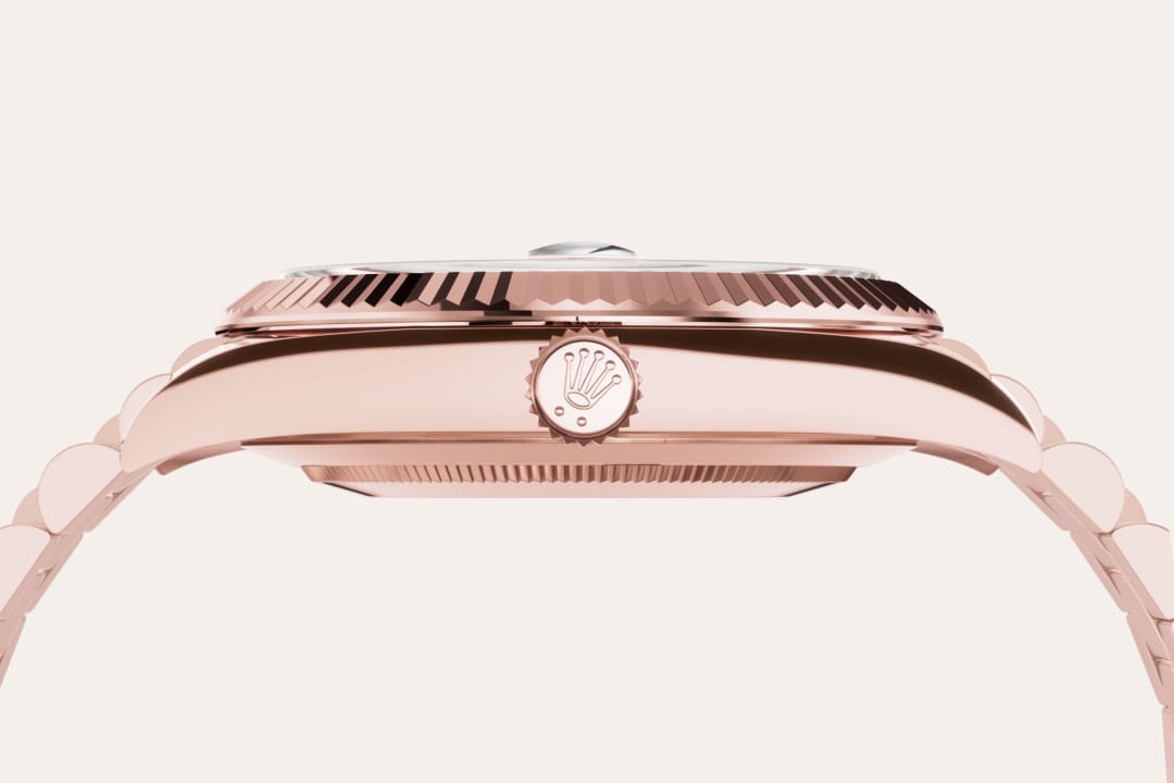 rolex Day-Date 40 material and crown  in 18 ct Everose gold, M228235-0056 - Unowatch