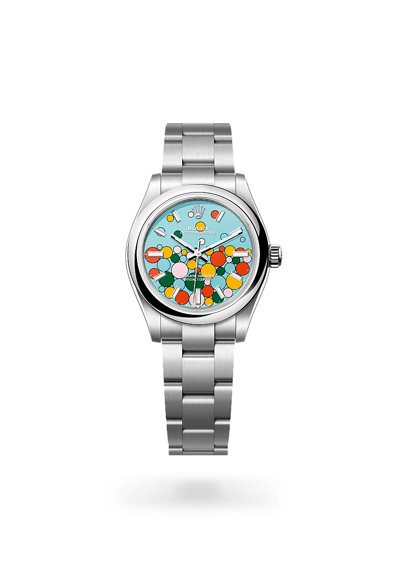 오이스터스틸 소재의 롤렉스 OYSTER PERPETUAL 정면, M277200-0010 - 우노와치