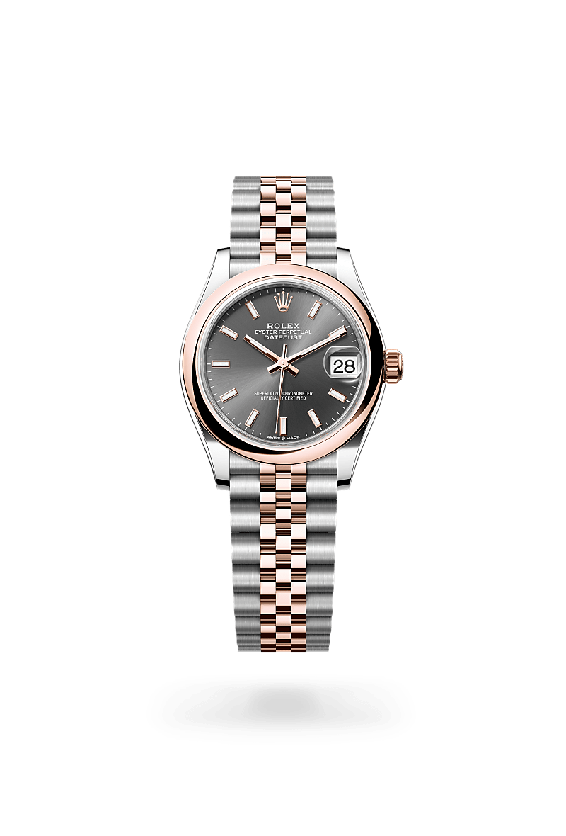 에버로즈 롤레조 - 오이스터스틸과 에버로즈 골드의 조합 소재의 롤렉스 DATEJUST 정면, M278241-0018 - 우노와치