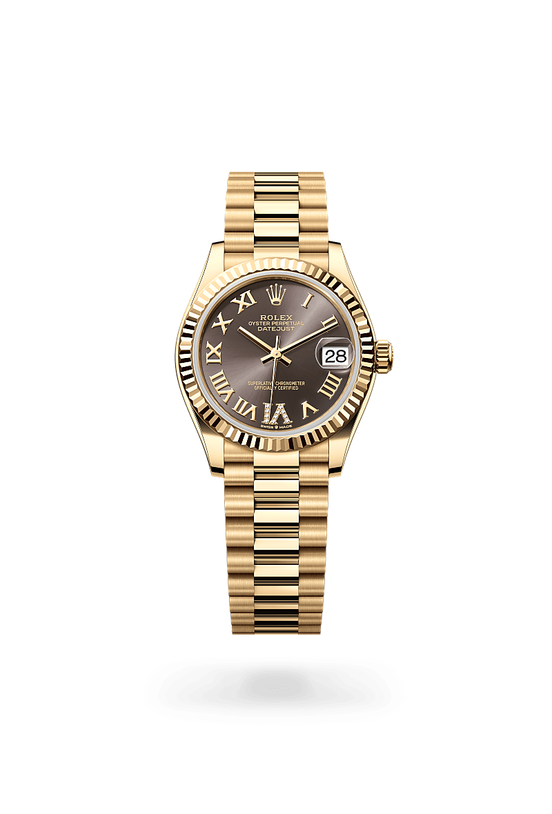 18캐럿 옐로우 골드 소재의 롤렉스 DATEJUST 정면, M278278-0032 - 우노와치