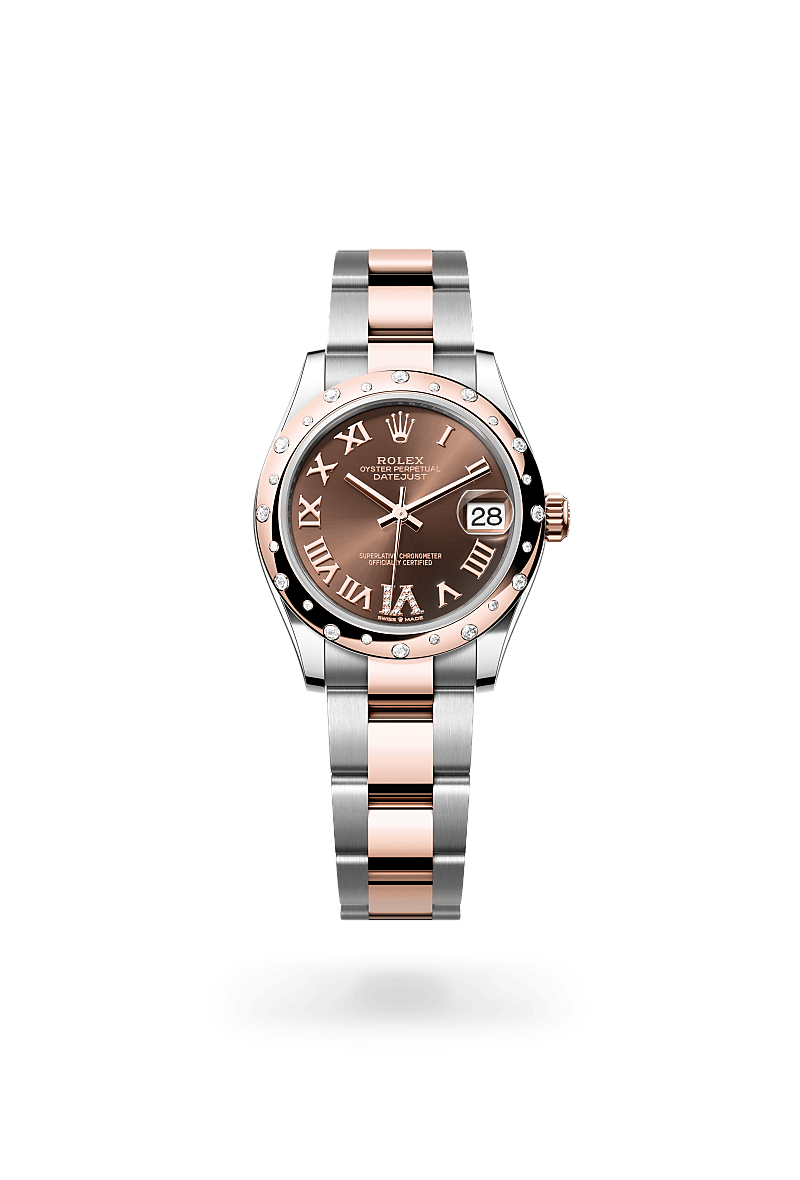 에버로즈 롤레조 - 오이스터스틸과 에버로즈 골드의 조합 소재의 롤렉스 DATEJUST 정면, M278341RBR-0003 - 우노와치