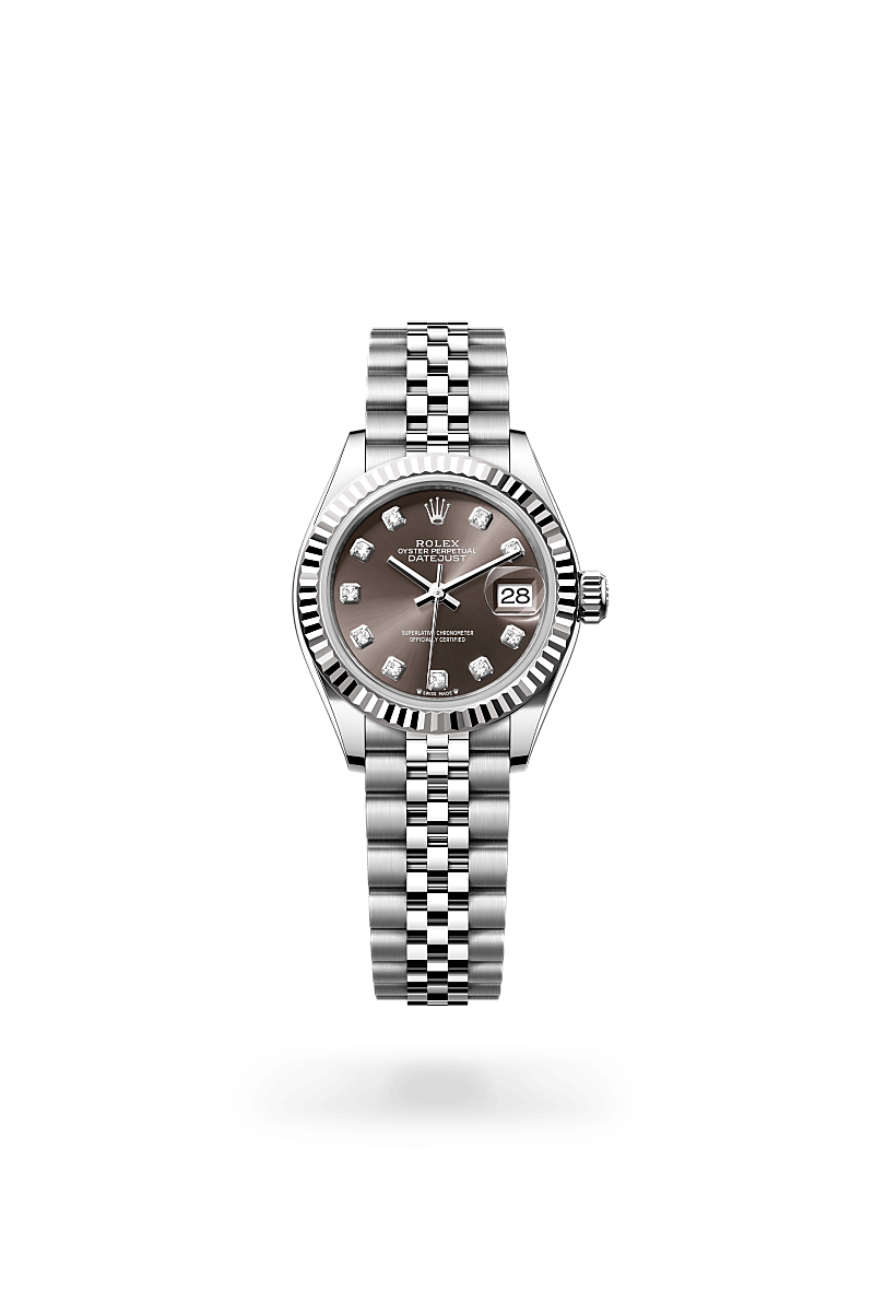 화이트 롤레조 – 오이스터스틸과 화이트 골드의 조합 소재의 롤렉스 LADY-DATEJUST 정면, M279174-0015 - 우노와치