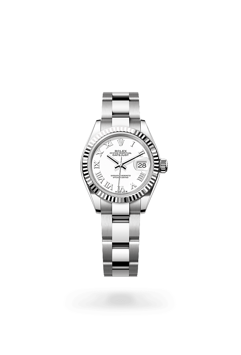 화이트 롤레조 – 오이스터스틸과 화이트 골드의 조합 소재의 롤렉스 LADY-DATEJUST 정면, M279174-0020 - 우노와치