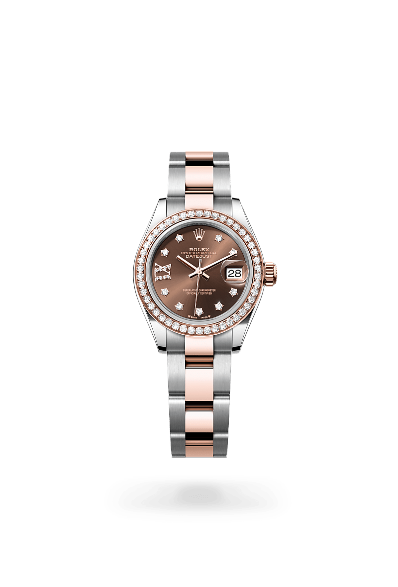 에버로즈 롤레조 - 오이스터스틸과 에버로즈 골드의 조합 소재의 롤렉스 LADY-DATEJUST 정면, M279381RBR-0004 - 우노와치