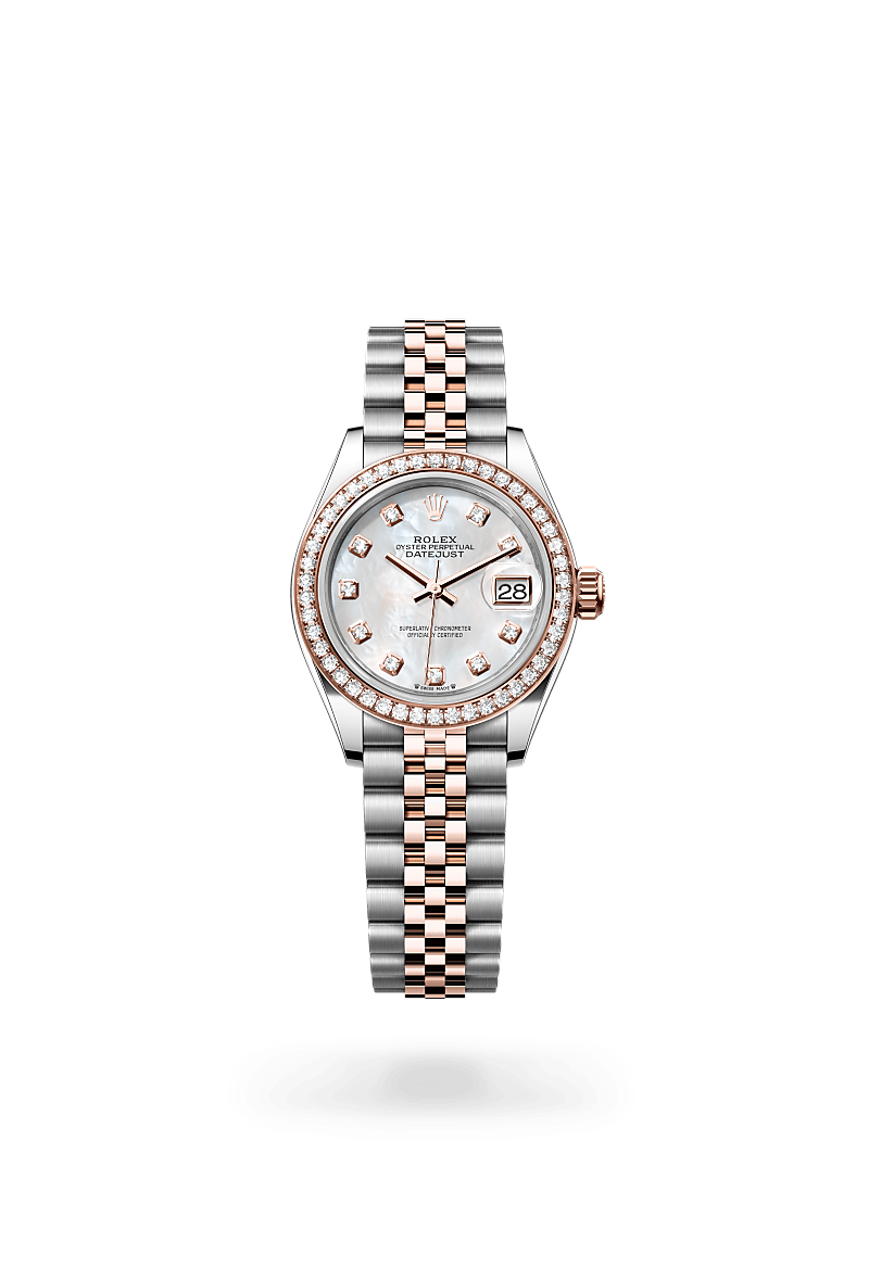 에버로즈 롤레조 - 오이스터스틸과 에버로즈 골드의 조합 소재의 롤렉스 LADY-DATEJUST 정면, M279381RBR-0013 - 우노와치